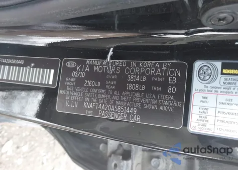 2010 Kia Forte Lx from USA, damaged, VIN KNAFT4A20A5851449